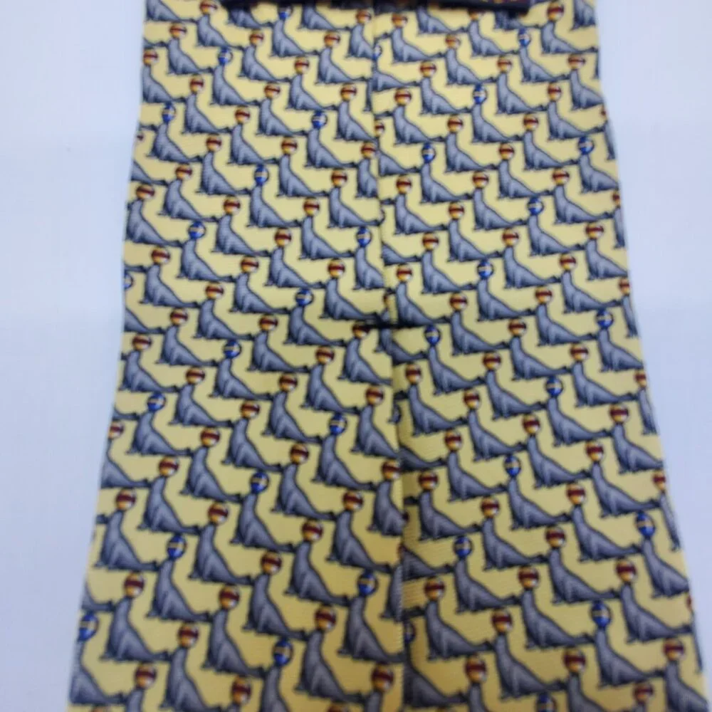 Museum Artifacts‎ Seal Tie Mens Necktie Tie 100% Silk Seals Yellow